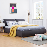 索曼布艺双人床1.5m小户型简约现代婚床 1.8米全可拆洗软包布床