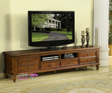 法式美式实木电视柜复古做旧橡木电视机柜乡村仿古视听柜北欧家具