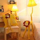 卡通方头黄狮子落地灯台灯黄狮子抱枕客厅卧室儿童房台灯创意礼物