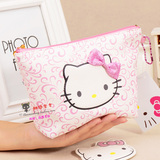 包邮出口日本韩国hello kitty可爱白粉花纹 韩版女大容量化妆包