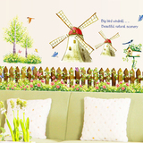 可移除墙贴纸贴画 荷兰风车田园风格儿童房布置欧式创意装饰
