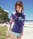Cherrykoko韩国代购官网直发时尚星空字母长袖泳衣潜水服浮潜服紫