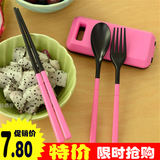 韩式创意学生可折叠餐具便捷户外旅行环保筷子勺叉三件套装批发