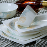 景德镇陶瓷器餐具套装碗盘高档60头骨瓷碗方形家用欧式碗碟微波炉