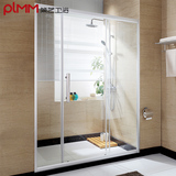 简艺淋浴房整体玻璃移门卫生间一字型隔断浴室简易沐浴房屏风定制