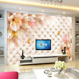 现代3D立体大型壁画 客厅电视背景墙壁纸 个性床头卧室仿软包墙纸