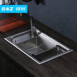 邦州 3D隐形水槽单槽 304不锈钢纯手工厨房洗菜盆 配件齐全大单槽