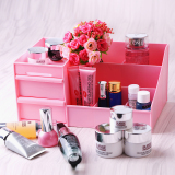 韩国创意带抽屉式化妆品收纳盒桌面首饰整理储物盒塑料收纳箱包邮