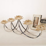 新古典奢华实用家居装饰品玻璃烛台餐桌装饰5头烛台欧式高档摆件