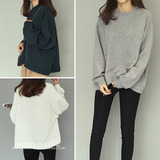 2016春季新款韩版女装柔软宽松显瘦圆领套头女学生t恤长袖打底衫