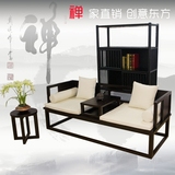 新中式家具 简约现代休闲罗汉床实木双人塌酒店会所组合沙发特价