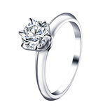 18K经典六爪圆形钻石戒指 正品钻戒女 婚戒订婚戒指 裸钻钻戒定制
