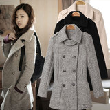 2015秋冬新款大码女装韩版中长款呢子大衣修身显瘦风衣羊毛呢外套