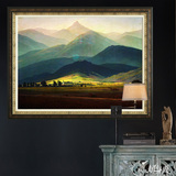 美式欧式装饰画玄关客厅风景挂画抽象油画肌理大卫巨人山