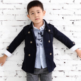 新款童装男童长袖小西装韩版潮中大童男孩修身风衣外套儿童小西装