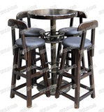 实木酒吧桌椅铁艺碳化酒吧凳吧台高脚桌椅火烧木碳化木桌椅