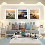 客厅装饰画三联沙发背景墙有框画现代壁画卧室挂画墙画床头画帆船