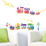 卡通小火车 儿童房卧室客厅幼儿园沙发装饰贴画环保可移除墙贴纸
