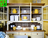 餐厅家具定制 简约现代美式实木储物茶水酒碟碗餐边柜 厨房组装柜
