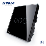 Livolo开关led灯开关触摸开关智能家居产品三路单控黑色开关面板