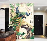 中式大型立体墙纸玄关3D壁纸餐厅客厅墙画中国风壁画凤凰无缝贴画