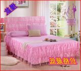 色婚庆大红床盖席梦思床保护套特价韩版蕾丝单件床裙单双人床罩纯