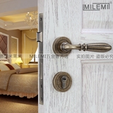米莱米卧室美式门锁欧式执手锁机械门锁仿古铜室内门锁纯铜锁芯具