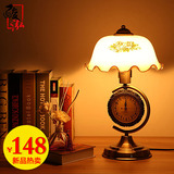 骏泓美式台灯卧室床头灯复古中式带钟表装饰台灯客厅老上海9347
