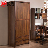 和购家具新中式实木质两门立柜2门板式卧室双门衣橱大衣柜子W9602