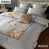 60支贡缎长绒棉家纺古典民族中式中国风四件套床单刺绣花床上用品