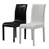 现代简约餐椅创意椅子时尚个性休闲椅黑白色皮革靠背办公椅餐桌椅