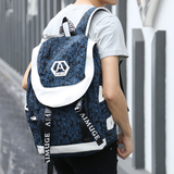 时尚全新韩版男包潮流新款学院风印花双肩包中大学生书包旅行背包