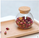 玻璃茶叶罐 通用软木塞 透明小号 圆形花茶罐 密封特价批发储物罐