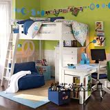 美式白色家具定制高低子母床儿童高架单床上下床多功能储物实木床