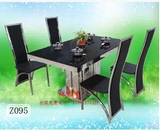 厂家直销 Z095电磁炉火锅餐桌不锈钢台架+钢化玻璃/大理石台面