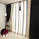 简约现代复古遮光窗帘欧式卧室客厅平面窗飘窗落地窗特价成品布纱