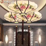 新中式古典中国风手绘布艺灯笼吊灯仿古客厅餐厅茶楼会所创意灯具