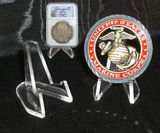 4.5-8厘米铜章展示架 中号三角架 钱币/大铜章支架 亚克力材料