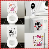 厕所贴纸hello kitty马桶贴坏小孩防水墙贴马桶盖贴画卫生间装饰