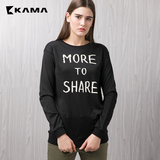 卡玛卡玛KAMA 2016春新款圆领套头卫衣中长款修身显瘦女 7116660