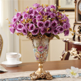 高档欧式复古树脂餐桌小花瓶创意客厅家居装饰品田园花器插花摆件