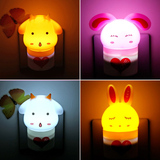 创意爱心兔光控小夜灯LED 插电床头灯家用节能感应宝宝壁灯 其