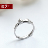 银之行S925银戒指女日韩甜美可爱猫咪指环创意小动物饰品