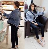牛仔外套女2016韩国秋装新款不规则百搭宽松短款长袖牛仔上衣夹克