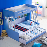 儿童床上下床铺高低床母子床子母床成人实木双层床1.2/1.5米蓝色