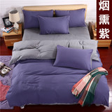 韩式纯色加厚纯棉四件套全棉1.8m简约素色床单被套1.5米2M磨毛