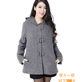 2015秋冬装新款韩版斯琴风格加厚修身羊毛A字外套连帽短款呢大衣