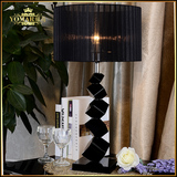 耀马台灯卧室个性 现代简约黑色水晶床头灯 创意时尚客厅装饰灯具