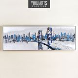 yihuiarts抽象油画纯手绘客厅背景墙装饰画横幅风景挂画现代城市