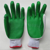 升力绿胶片手套防滑耐磨防割手套劳保用品批发纱线手套橡胶手套
